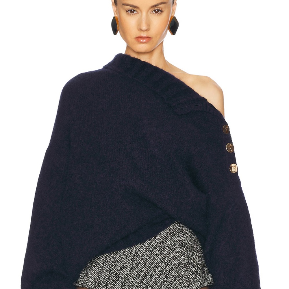 Retrofete Black Off-the-Shoulder Sweater with Chunky Knit
